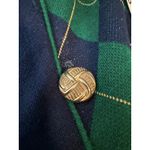 Stuart Alan Womens Cardigan Sweater Jacket Navy Green Argyle Button Front Sz 18 Photo 7