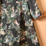 ZARA Premium Denim Floral Button Front Long Blouse Black Small Photo 6
