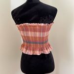 American Eagle  Ruffled Plaid Crop Top in Pink and Orange Photo 2