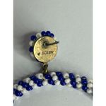 J.Crew Beaded Hoop Earrings Blue White Spiral Design Statement Dangle Earring Photo 4