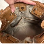 Cole Haan Brown Cognac Pebbled Leather Double Handle Handbag Tan Photo 7