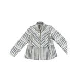 Chico's Textured Knit Zipper Front Jacket Women Large Ivory Career Striped Tweed Photo 1