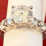 Around 1 ct 925 Brilliant Rd Center 4 Rd Accents CZ Bridal Cocktail Ring Sz 5 Silver Photo 0