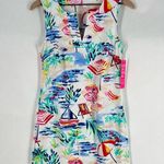 Aryeh  Multicolor Nautical Sailboat Print Split Neck Sleeveless Mini‎ Dress XS Photo 0