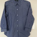 Lauren Ralph Lauren  Womens Diagonal Striped Button Up size M Dropped Sleeves  Photo 0