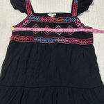 AUGUST SKY Black Embellished Mini Dress with Square Neck and Flutter Sleeves Size L Photo 4