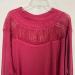 Free People Spring Valley Pullover Knit Lace Burgundy Thermal Top Sweater XXS Photo 4
