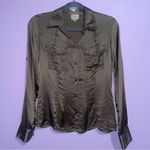 Karen Millen Silk Military Button Up Blouse Women Size 6 Long Sleeve Utility Photo 0