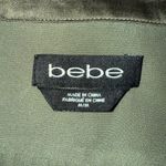 Bebe Olive Green Ruched Waist Faux Wrap V Neck Peplum Blouse EUC Medium Photo 6