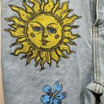 SheIn Destroyed Light Denim Sun & Tropical Flower Print High Rise Straight Leg Jeans Photo 5