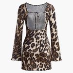 Commense Leopard Printed Open Back Tie Dress size xl Brown Photo 1