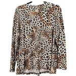 Clara Sun Woo Womens Blouse Size 1X Leopard Y2K Tunic Stretchy Knit Oversized Black Photo 1