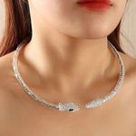 Rhinestone Snake Alloy Silver Choker Necklace Photo 0