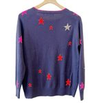 Size Large Vilagallo Intarsia Stars Embellished Sweater in Navy Blue Photo 1