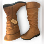 Vepose Women’s Camel Knee High Comfortable Boots Suede Slouch Flat Boots Sz 6. Tan Photo 4