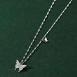 Silver Layered Butterfly Necklace Photo 2