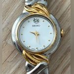 Seiko  Diamond Vintage Ladies Watch Two-Tone Bracelet Round White Dial Photo 0