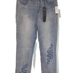Diane Gilman NEW  Jeans Womens 12 Straight Leg Raw Hem Embroidered Cheetah Animal Photo 0
