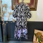 Caslon Puff Sleeve Botanical Printed Cotton Shift Drop Waist Dress - Sz M 💚🎀 Photo 7