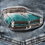 Akira Size 17 Blue Distressed Denim Old Blue Car Patch Stretch 32 waist Photo 6