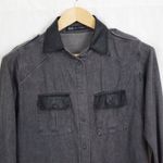 Jet John Eshaya Snap Button Leather Trim USA Made Shirt Small Black Photo 5