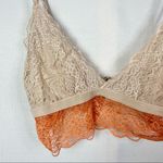 Madewell Longline Lace Bralette Beige Blush & Orange M Photo 3