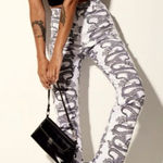 Motel Rocks Zoven Trousers Dragon Rope White High Waist 32" Inseam Size M Photo 0