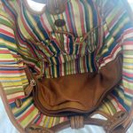 Fossil Tan Tweed Straw Summer Shoulder Bag Wooden Handle Photo 8