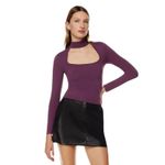Aritzia Babaton top Florine Sculpt Knit Sweater eggplant purple choker neck 90s Photo 1