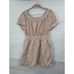 J. Crew Smocked Puff Sleeve Dress Women Medium Peach Gingham‎ Milk Maid Peasant Photo 2