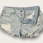 American Eagle  high waisted jean shorts light wash distressed sz 8 Photo 0