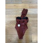 Andrea Iyamah  Nisi One Shoulder Ruffle One Piece Swimsuit Chocolate Womens Size Photo 8