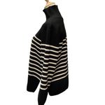 H&M Women's Turtleneck Pullover Sweater Black Beige Striped Size S Knit Cozy Photo 1
