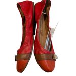 Coach Delphine Red Leather Round Toe Ballet Flats Photo 5