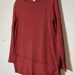 Sundance  Long Sleeve Shirt Asymmetrical Raw Hem Rust Orange Size XS Cotton Photo 0