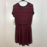 Olive & Oak NWT  Striped Jersey Navy/Coral Drawstring Mini Dress Size Large Photo 7
