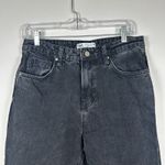 ZARA  Acid-Wash black denim high-waist straight leg raw hem jeans  Size 8 US‎ Photo 3