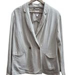 LC Lauren Conrad Tan Linen Blend Notch Lapel Pocket Double Breasted Blazer Large Photo 0