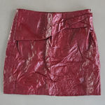 ZARA  Faux Leather Shiny Red Mini Skirt Size S Photo 0