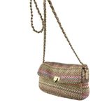 JustFab  Women's Multicolor Rainbow Striped Raffia Crossbody Shoulder Handbag OS Photo 3