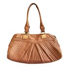 Treesje Women's Camel Leather Satchel Handbag with Gold Hardware Tan Photo 11