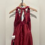 Alfred Sung  V-Neck Halter Satin Trumpet‎ Gown in Burgundy Size 2 Photo 7