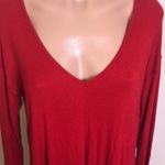 Bordeaux Anthropologie  Red Ribbed Twist Front Top Photo 3