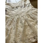 Hello Molly Lace Strapless Puffy Shoulder Ruffle Mini Dress Size M US 6 Peasant Photo 7