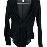 H&M Size 6 One Piece Black Snakeskin Sheer Bodysuit Long Sleeve Undershirt Photo 0