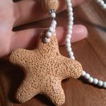 Orange Starfish Lava Stone and White and Blue Howlite Necklace Photo 5