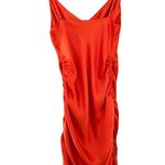 ZARA  Satin Side Ruched Slip Dress Orange Sz S Photo 2