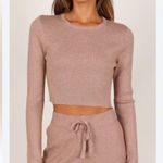 Petal and Pup  Ayers Long Sleeve Ribbed Crewneck Crop Sweater Blush Photo 2