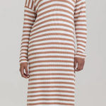 525 America  Raya Stripe Polo Knit Sweater Dress in Walnut Multi Size M LIKE NEW Photo 0