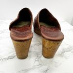 UGG  Vivica Women's Brown Leather Woven Platform Clog Heel Shoes Size 8 Photo 2